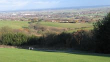 Hill top view of Hartshill Hayes Country Park and city in Nuneaton