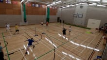 People playing badminton at Yell Leisure Centre in Shetland Isles