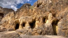 Archaeological mine with tunnels in Great Orme Ancient Mines in Llandudno