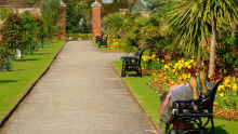 Man resting in gardens at Castle Park and Gardens in Colchester