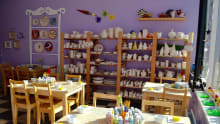 Craft tables at Flying Saucers The Painting Pottery Cafe in Bristol