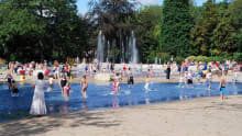 Kids playing in splash pad at Clifton Park in Rotherham