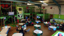 Indoor soft play frame and cafe area at Treetops Soft Play in Ely