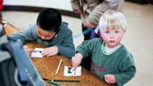 Kids colouring at Mills Observatory in Dundee
