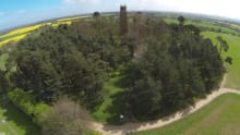 Aerial view of Faringdon Folly Tower and Woodland