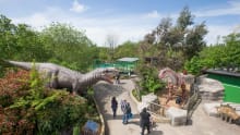 Overhead view of Land of the Living Dinosaurs at Gulliver's Dinosaur & Farm Park