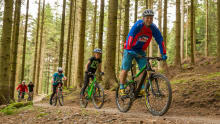 Family cycling at Cyclewise Whinlatter Bike Hire & Shop in Keswick