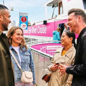 Passengers boarding the London Eye River Cruise boat at the South Bank pier