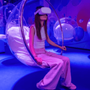 girl with VR headset on