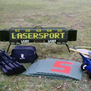Covered outdoor shooting range surrounded by countryside