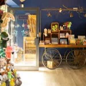 Artisan shops and cafes in a village setting
