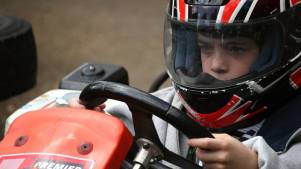 Boy on go kart at Oasis Go Kart Track in Stockwell