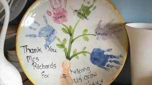 Painted plate at ClayArt in Plymouth