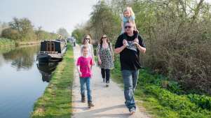 Family walking at Lee Valley Regional Park in Broxbourne