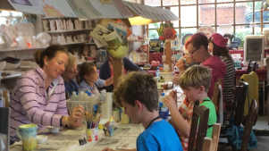 Families at Make N Take Ceramics in York