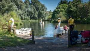 Pedal boats at Kingsbury Water Park in Sutton Coldfield