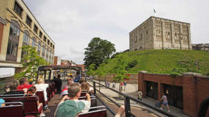 Passengers on City Sightseeing Norwich bus