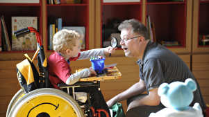 Dad and son at The Collection Museum in Lincoln