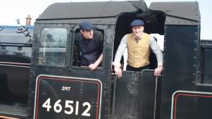 Staff on train at Strathspey Railway in Aviemore