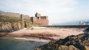 Peel castle by Fenella Beach aka Peel Beach