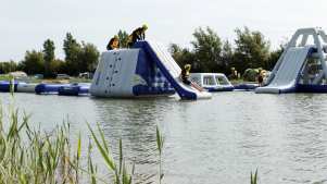 People on the slide at Lincolnshire Aquapark, Mablethorpe