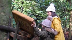 A parent and child at The Galgorm Castle Fairy Trail, Ballymena