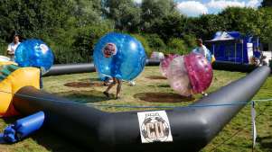 Kids zorbing in Milton Country Park