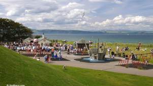 Families on Adventure Playground at Nairn Beach