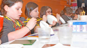 Kids painting at Cafe Craft in Bearwood