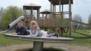 Kids playing at Westgate Gardens playground in Canterbury