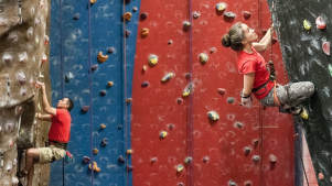 People rock climbing at Transition Extreme in Aberdeen