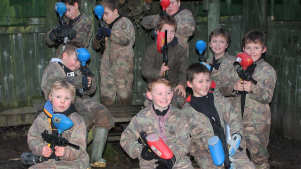 Boys playing paint ball at Oaker Wood Leisure in Leominster