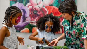 Children doing an activity at the Garden Museum 