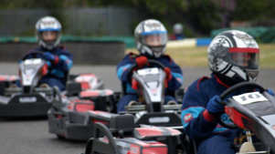 People go kart racing at Grand Prix Karting in Birmingham