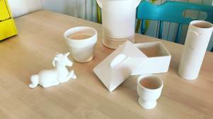 A selection of ceramic pots to paint at Canny Crafty in Gosforth