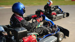 Drivers racing at Thruxton Race Circuit in Andover