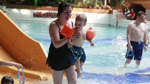 Mum and son at Calypso Cove Waterpark in Barnsley