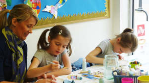 Family painting at Codsall Hive Craft and Ceramic Studio in Wolverhampton