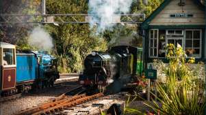 Locomotives at Romney Hythe and Dymchurch Railway in New Romney
