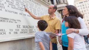 Family finding clues on The Rochester Mystery Trail