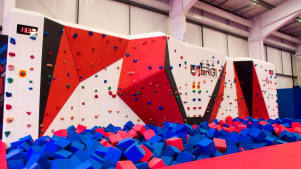 Foam pit and climbing wall at Energi Trampoline Park Preston