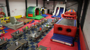 An overview of Jolly Jumpers Playzone in Somerset. Bouncy castle, ball pit and inflatable slide