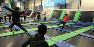 Kids jumping around at Jump In Elstree a trampoline park