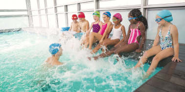 Kids in swimming lesson at Taro Leisure Centre in Petersfield