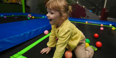 Girl on trampoline at Jump In Trampoline Arena