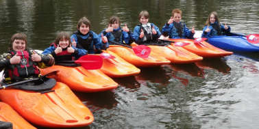 Kids kayaking at Woodmill Outdoor Activities Centre in Southampton
