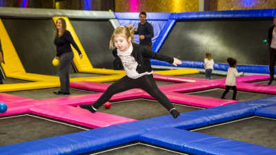 Girl jumping on trampoline at Jump Street in Colchester