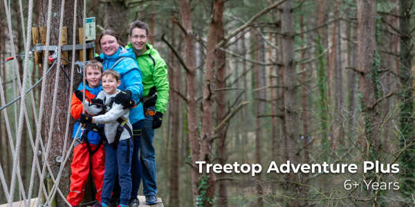a family on the Treetop Adventure Plus