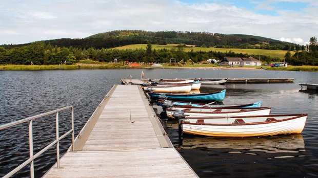 Boats at Lochore Meadows Country Park in Lochgelly