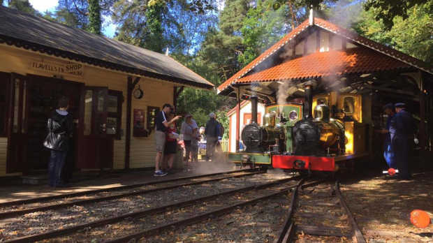 Steam trains at Groudle Glen Railway in Douglas